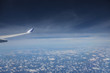 View of jet plane wing
