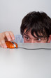 Boy interacts with mouse. Boy interacts with mouse.