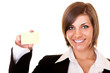 businesswoman with business card