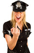 Policewoman showing a finger Policewoman showing a finger