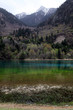 Rainbow lake with snow capped mountain