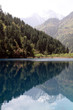 Landscape mountains reflected in blue lake