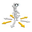 Looking for right direction. 3d rendered illustration. Looking for right direction. 3d rendered illustration.