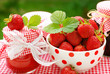 strawberry  preserves and bowl of fresh fruits