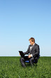 Young businessman working outdoor