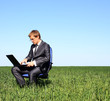 Young businessman working outdoor