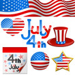 July 4th Independence Day symbols vector set.