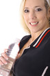attractive blonde drinking water upclose