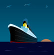 cruise liner at sunset