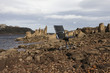 Lonely chair on the rocks