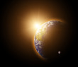Real Earth Planet in blue sun Real Earth Planet in blue sun