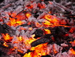 glühende Grillkohle