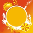 background illustration of summer with sun and umbrella
