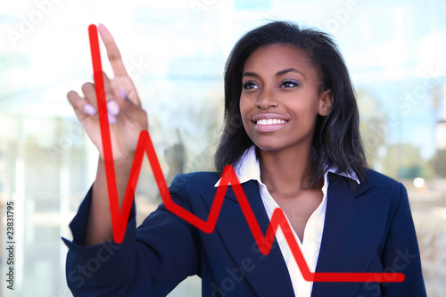 Illustration: Woman Making Graph Chart Woman Making Graph Chart