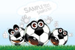 Cartoon soccer balls with speech