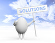Egg Character Holidng Solutions Sign Egg Character Holidng Solutions Sign