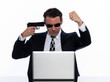man caucasian hacker angry computer isolated studio man caucasian hacker angry computer isolated studio