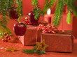 Christmas gifts still life with red background Christmas gifts still life with red background