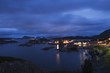 Fishing village on the Lofoten Islands, Norway, at night