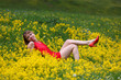 The girl in a blossoming field The girl in a blossoming field