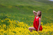 The girl in a blossoming field The girl in a blossoming field