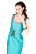 Attractive young woman wearing long elegant dress Attractive young woman wearing long elegant dress