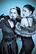 Beautiful fashion girls on the blue background Beautiful fashion girls on the blue background