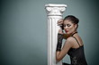 Beautiful fashion girl on the grey background Beautiful fashion girl on the grey background