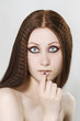 Woman with black nail polish and dark make-up Woman with black nail polish and dark make-up