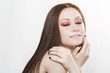 Woman with black nail polish and dark make-up Woman with black nail polish and dark make-up