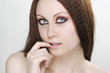 Woman with black nail polish and dark make-up Woman with black nail polish and dark make-up