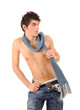 boy undressed up to a belt