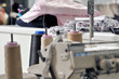 Industrial sewing machine close up. Industrial sewing machine close up.