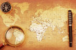 An Magnifier on a Treasure map background An Magnifier on a Treasure map background