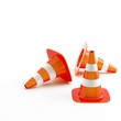 Cone pins of the red-white color used on road