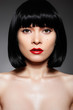 Luxury woman with fashion make-up and long bob hairstyle