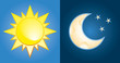 set of sun and moon, day and night set of sun and moon, day and night