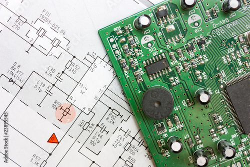 Photo: schematic diagram and electronic board schematic diagram and electronic board
