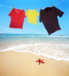 Clothes hanging on the clothesline,at the seaside