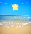 Clothes hanging on the clothesline,at the seaside