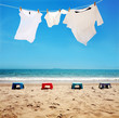 Clothes hanging on the clothesline,at the seaside
