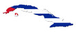 Cuba map flag with shadow on white illustration