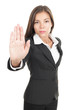 Woman giving hand stop sign