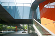 closeup of steel steps in the sun