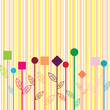 Background with colored stylizewd flowers made of geometrical sh