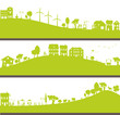 ville et nature verte avec homme, femme et enfant ville et nature verte avec homme, femme et enfant