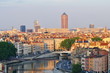 quai de saone et la tour de la part dieu à lyon en france