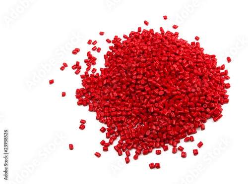 Photo: Red plastic granules Red plastic granules