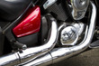Side view of a custom motorcycle engine