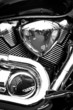 Side view of a custom motorcycle engine